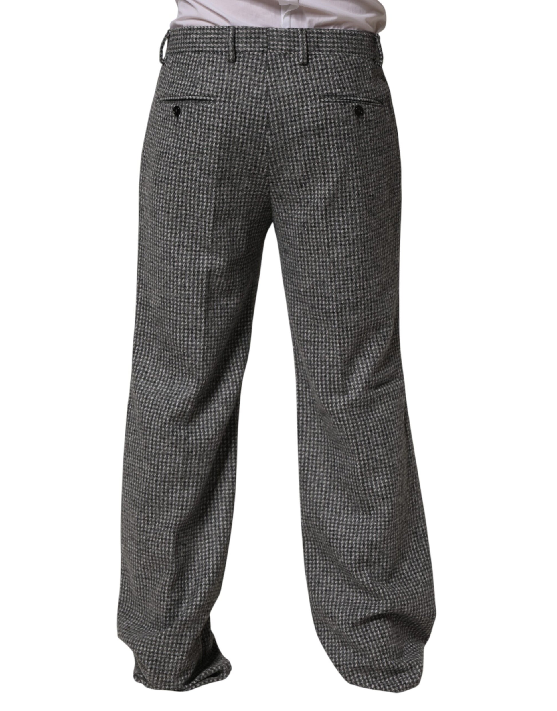 Gray Houndstooth Straight Dress Trouser Pants
