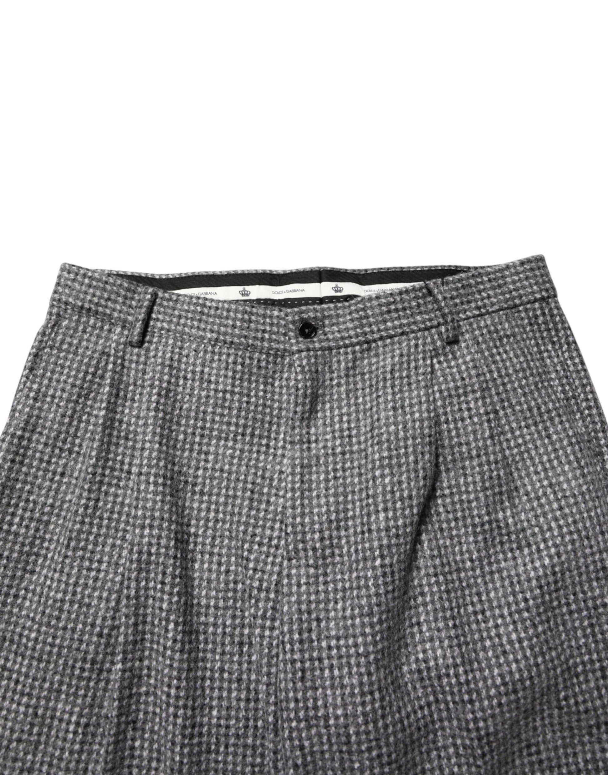 Gray Houndstooth Straight Dress Trouser Pants