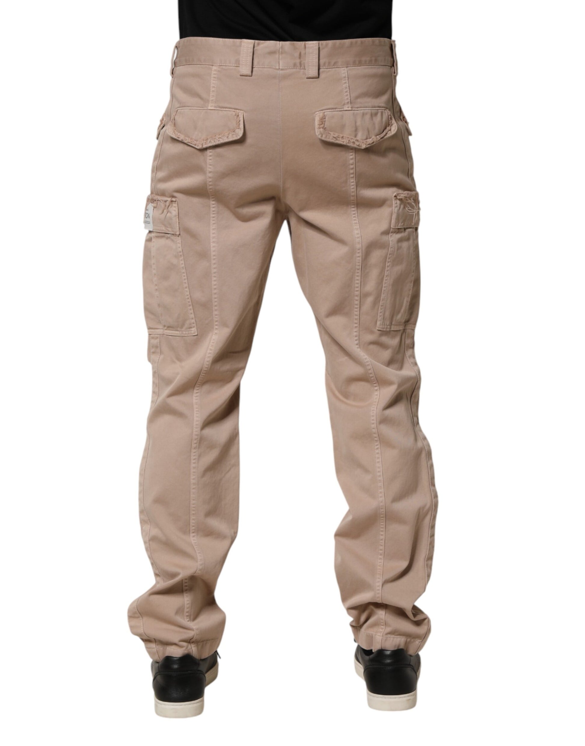 Beige Straight Cargo Chino Men Trouser Pants
