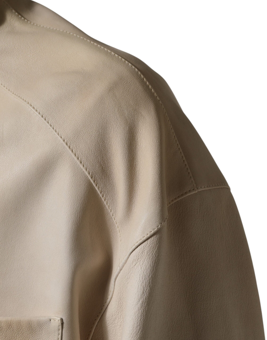 Beige Leather Button Down Men Casual Shirt