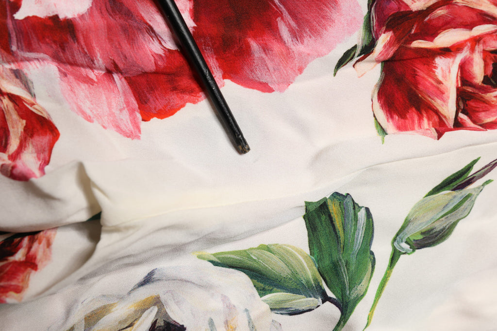 White Floral Leggings Stretch Waist Pants