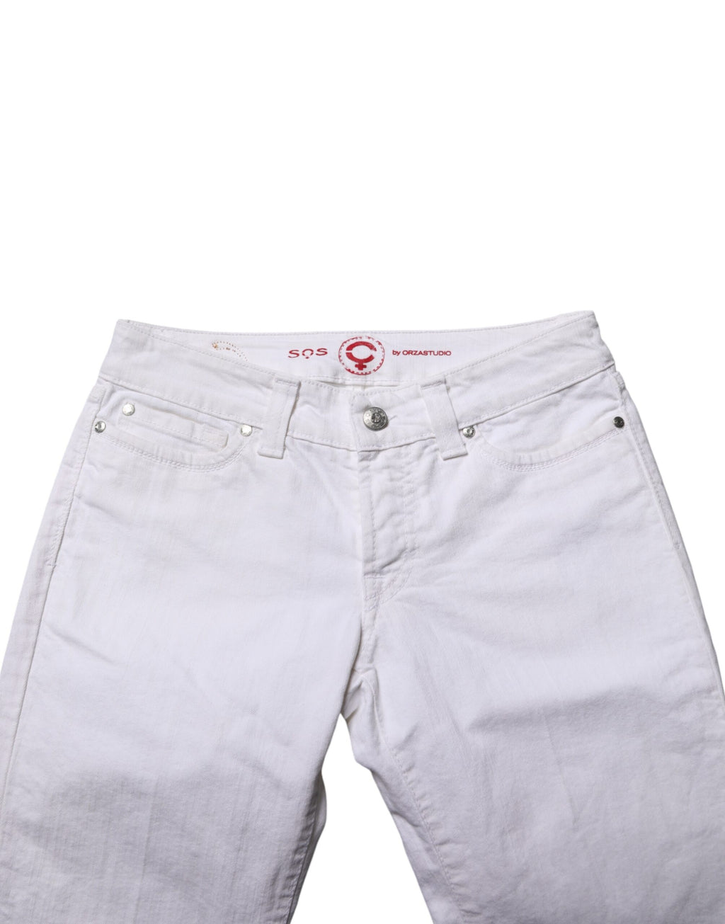 White Low Waist Bootcut Denim Jeans