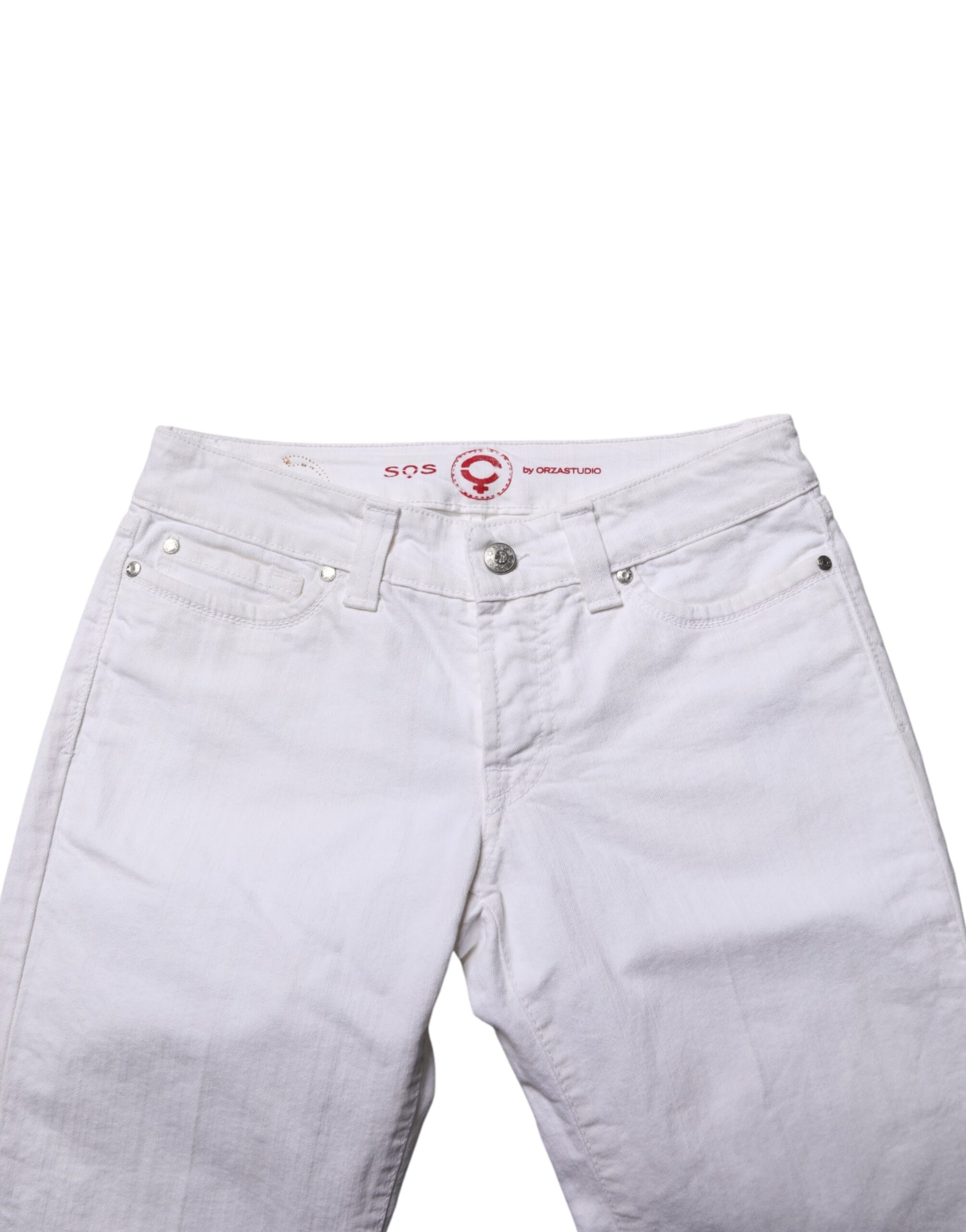 White Low Waist Bootcut Denim Jeans