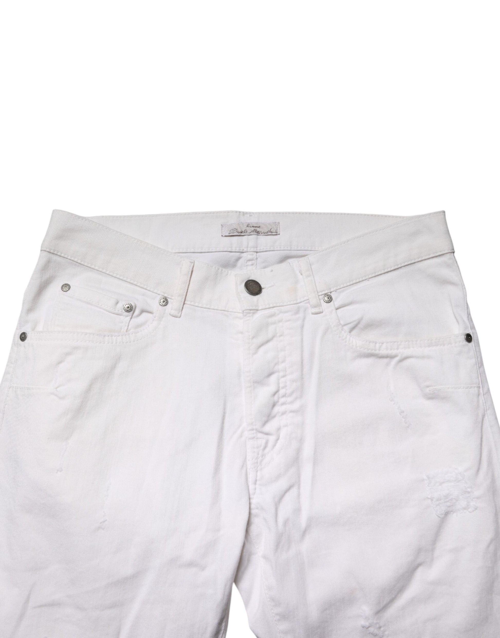 White Cotton Stretch Skinny Denim Jeans