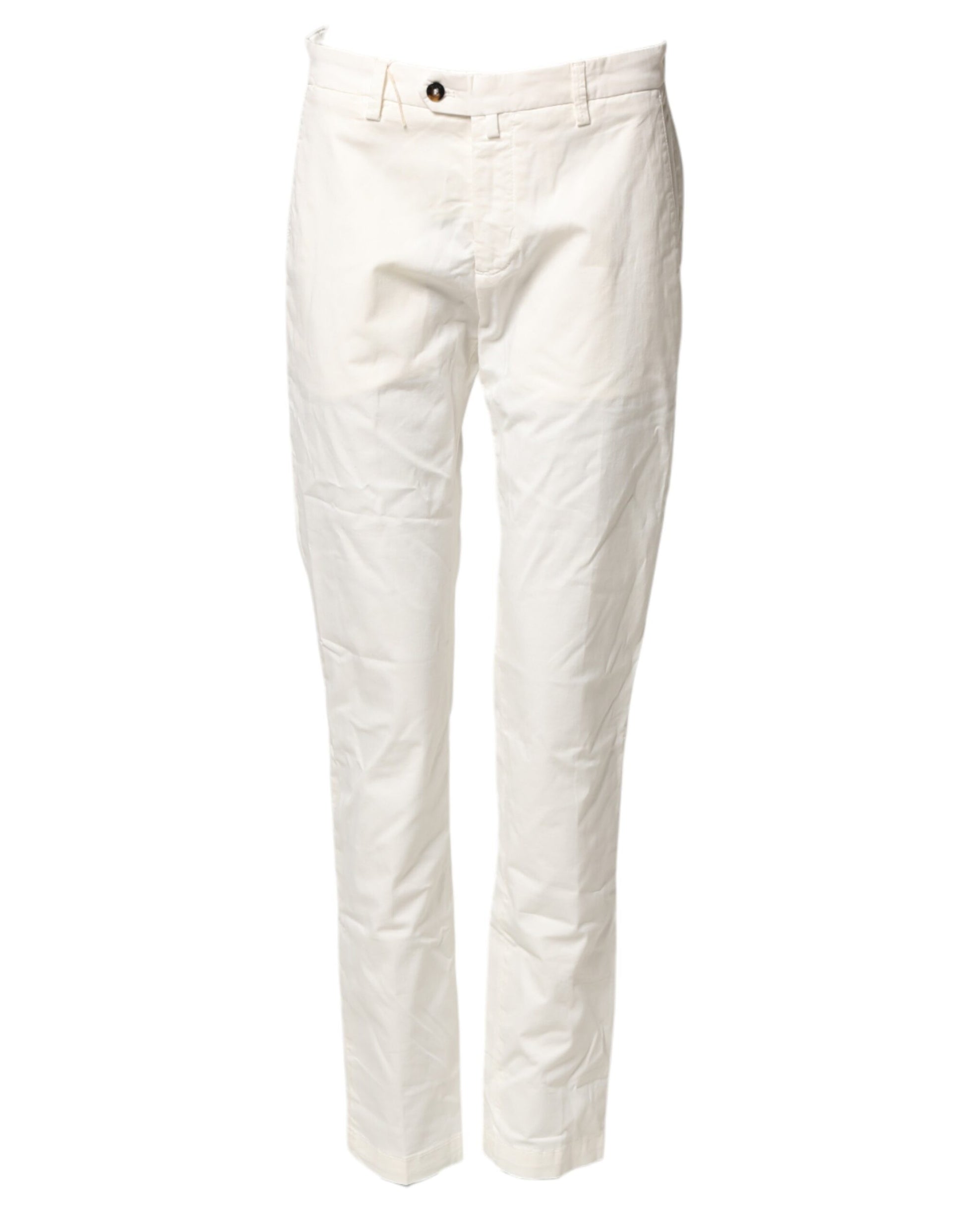 White Cotton Straight Fit Chino Trouser Pants