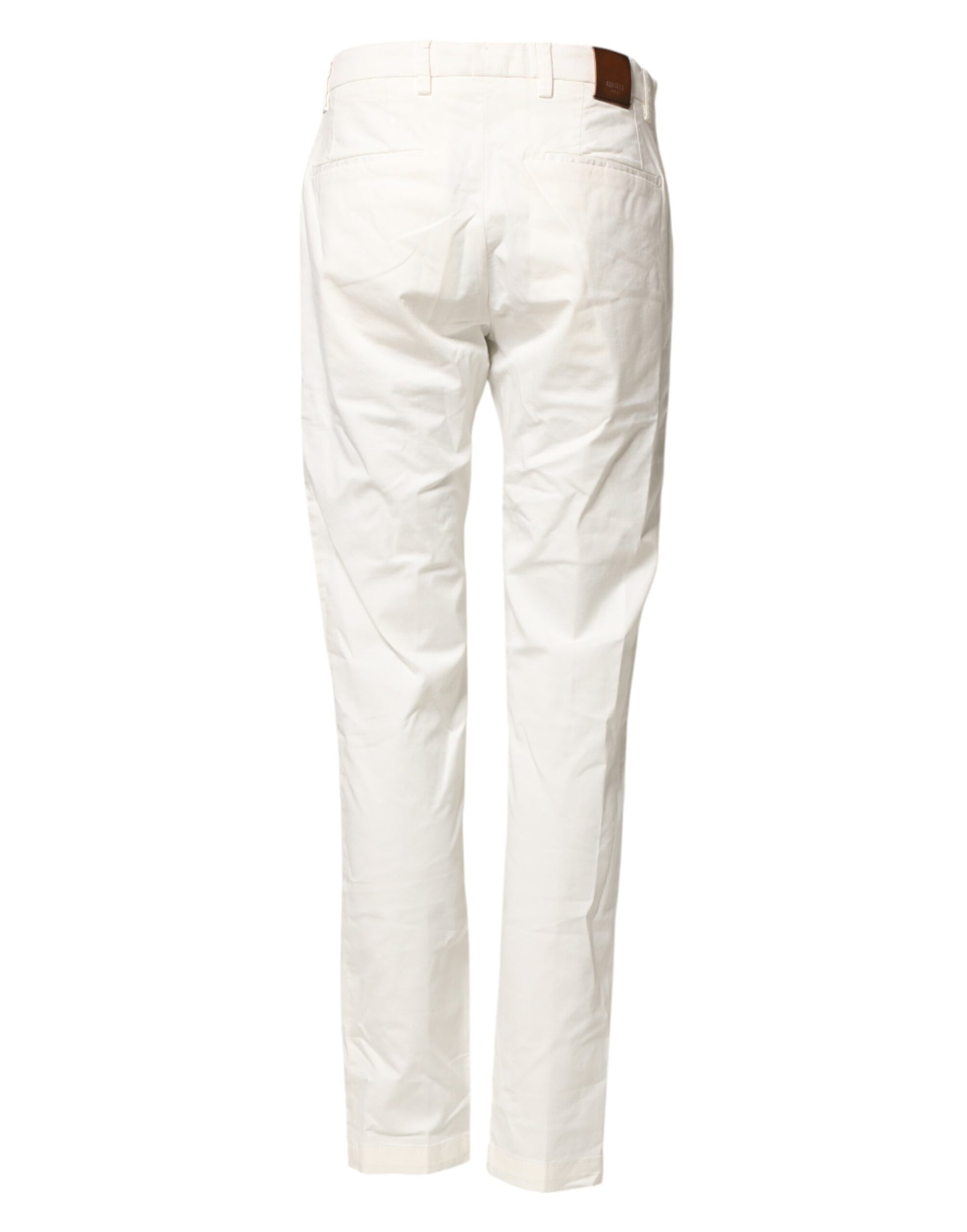 White Cotton Straight Fit Chino Trouser Pants