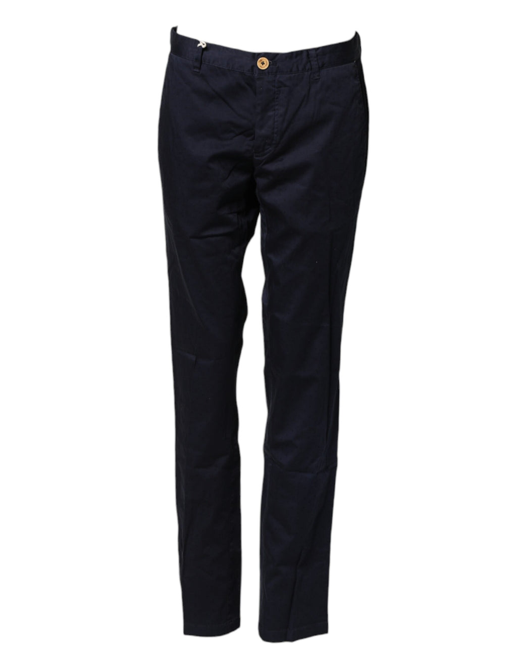 Navy Blue Straight Chino Mid Waist Pants