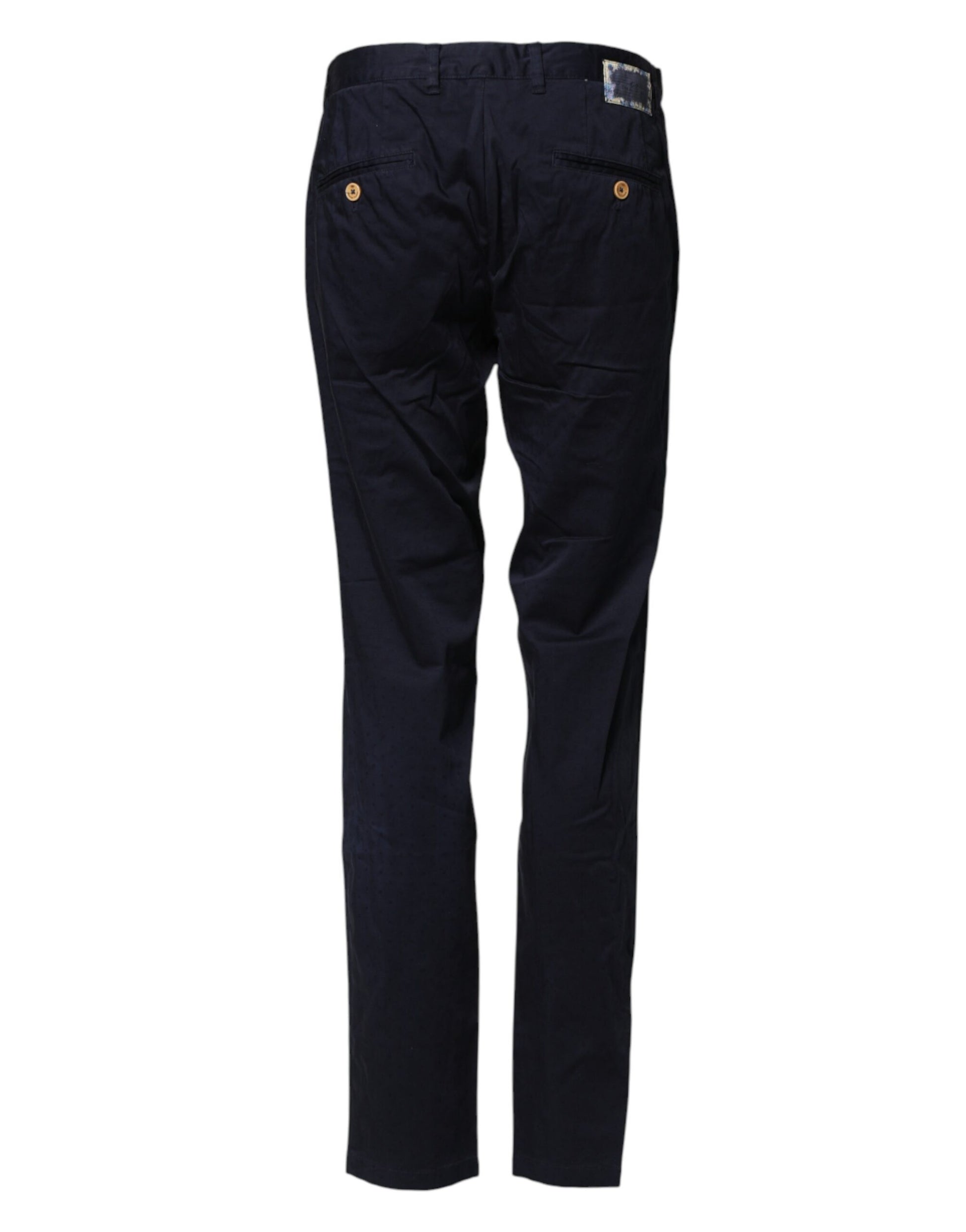 Navy Blue Straight Chino Mid Waist Pants