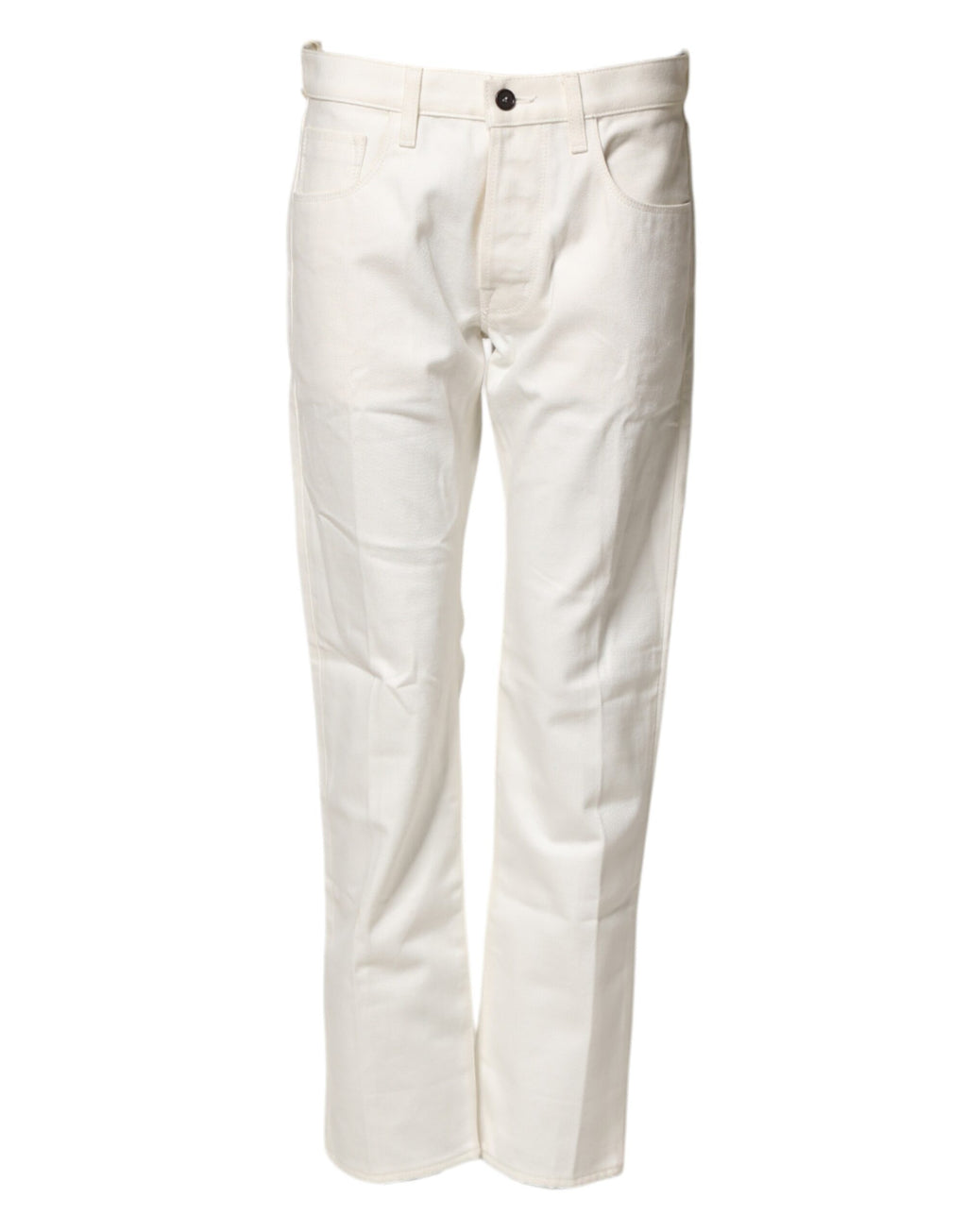 White Cotton Straight Denim Mid Waist Trouser Jeans