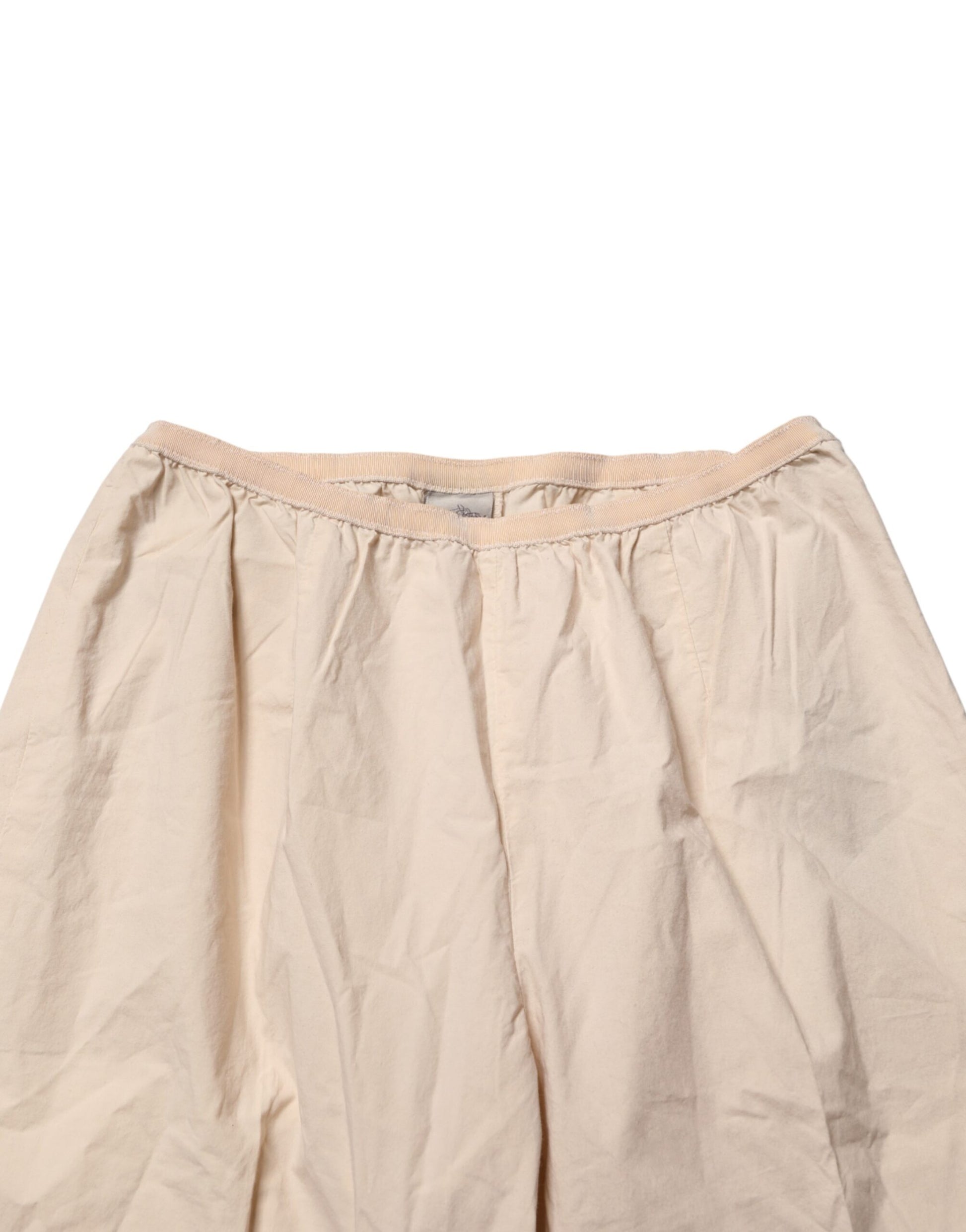 Beige Cotton High Waist Straight Chino Trouser Pants