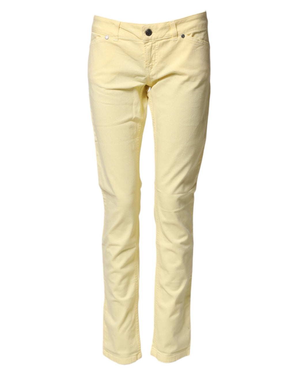 Yellow Cotton Low Waist Slim Fit Skinny Denim Casual Jeans