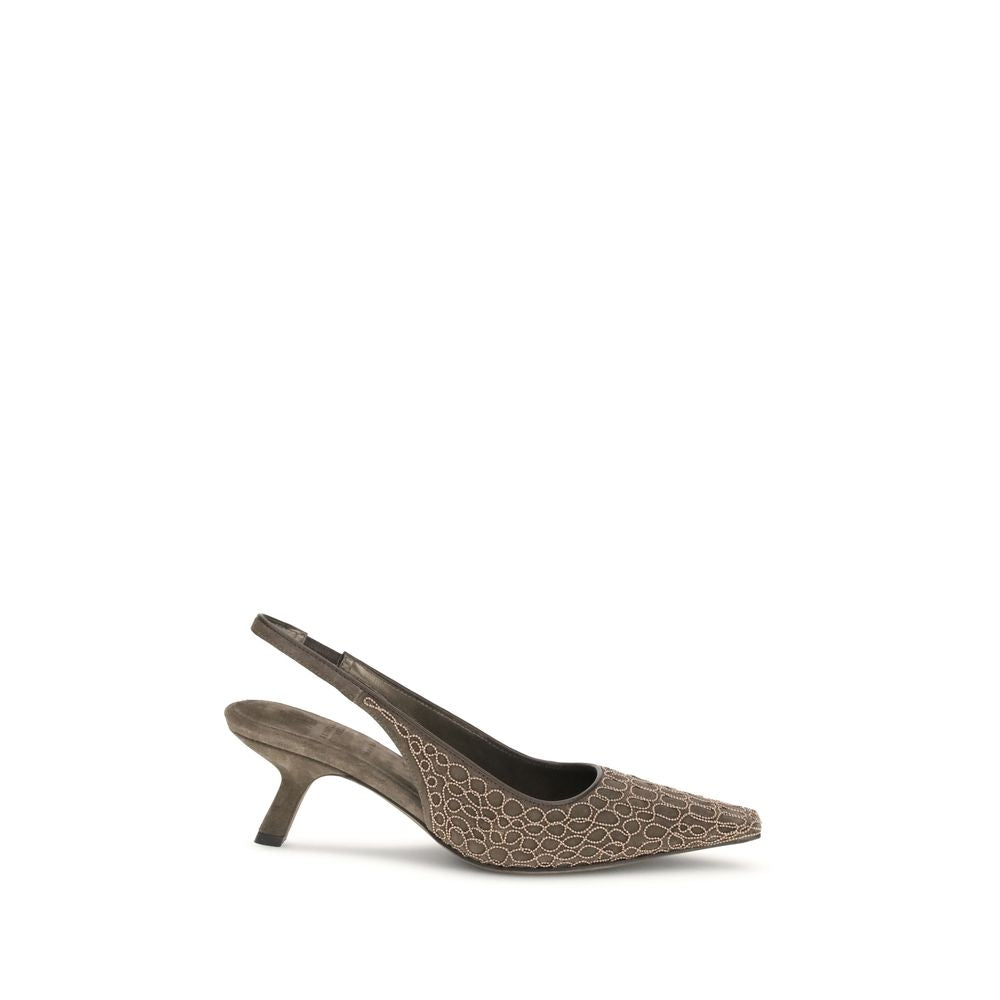 Brown Leather High Heel Pumps