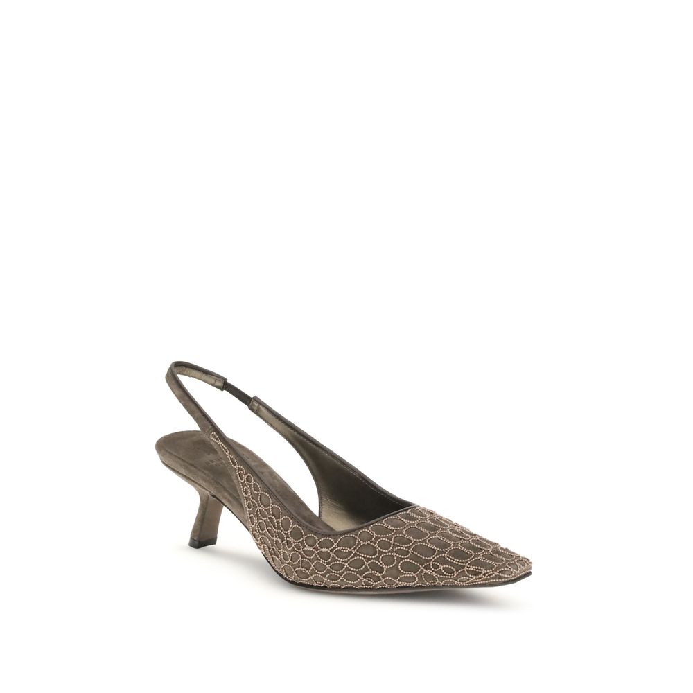 Brown Leather High Heel Pumps