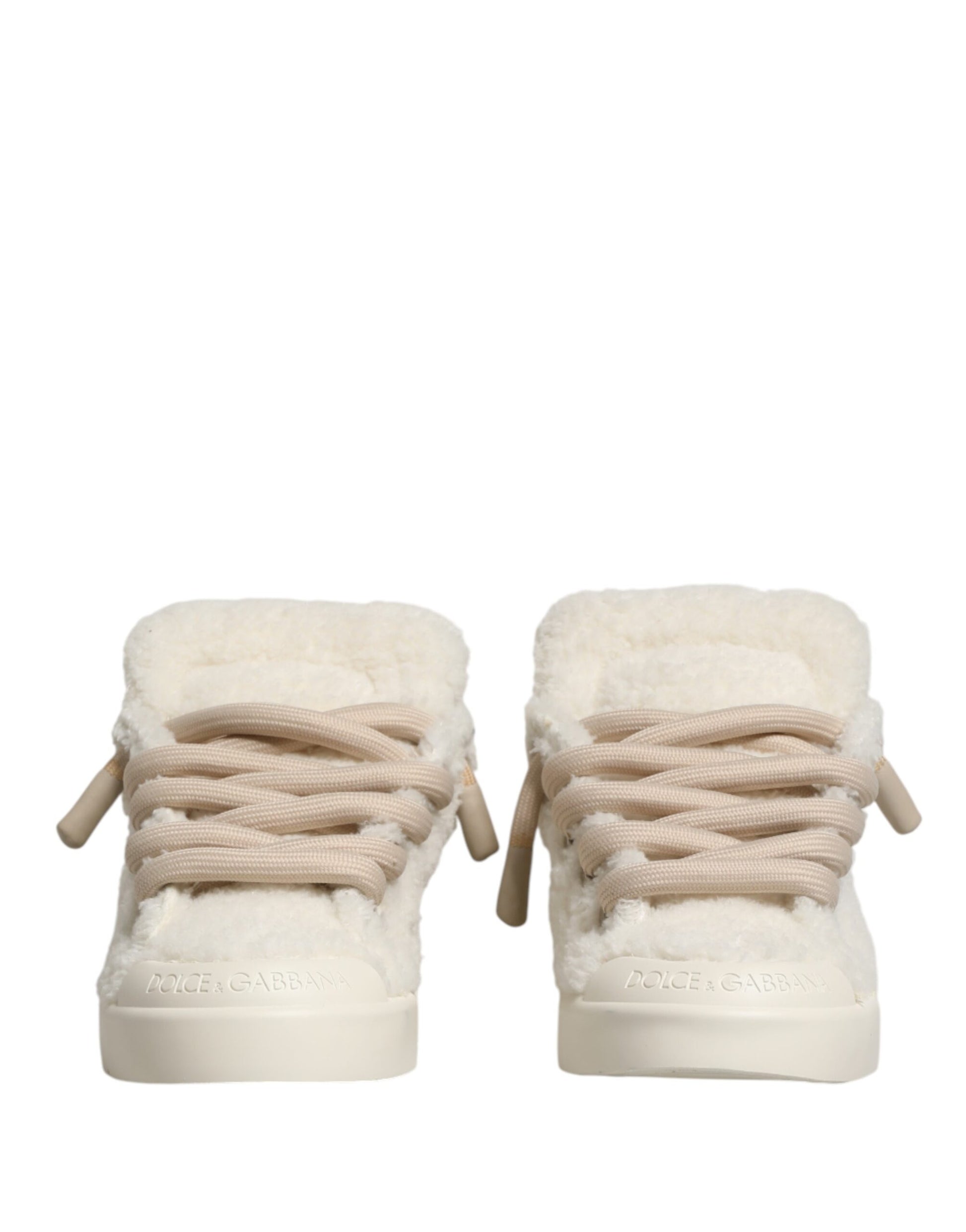 White Faux Shearling Low Top Sneakers  Shoes