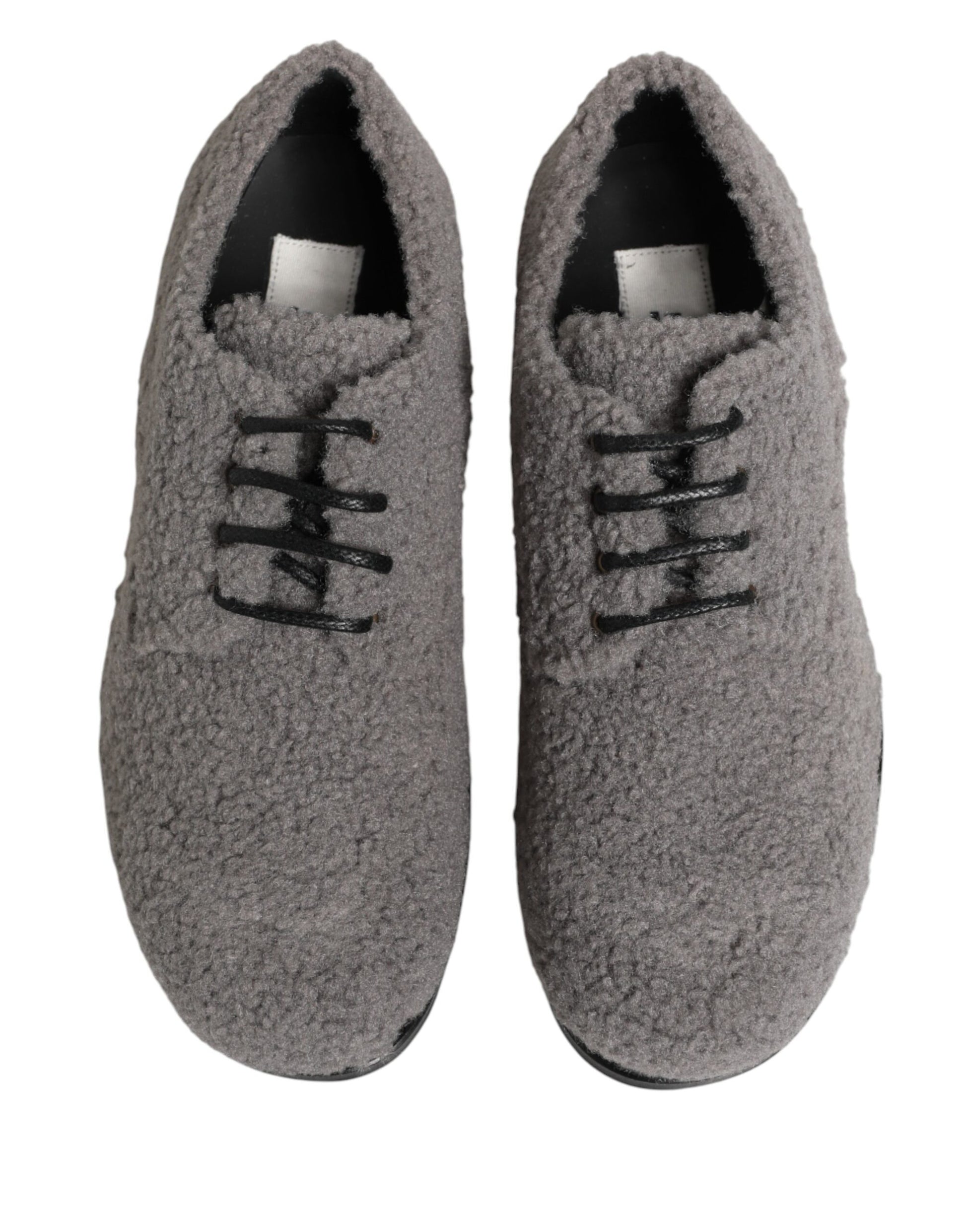 Gray Fleece Lace Up Men Derby Dress Shoes