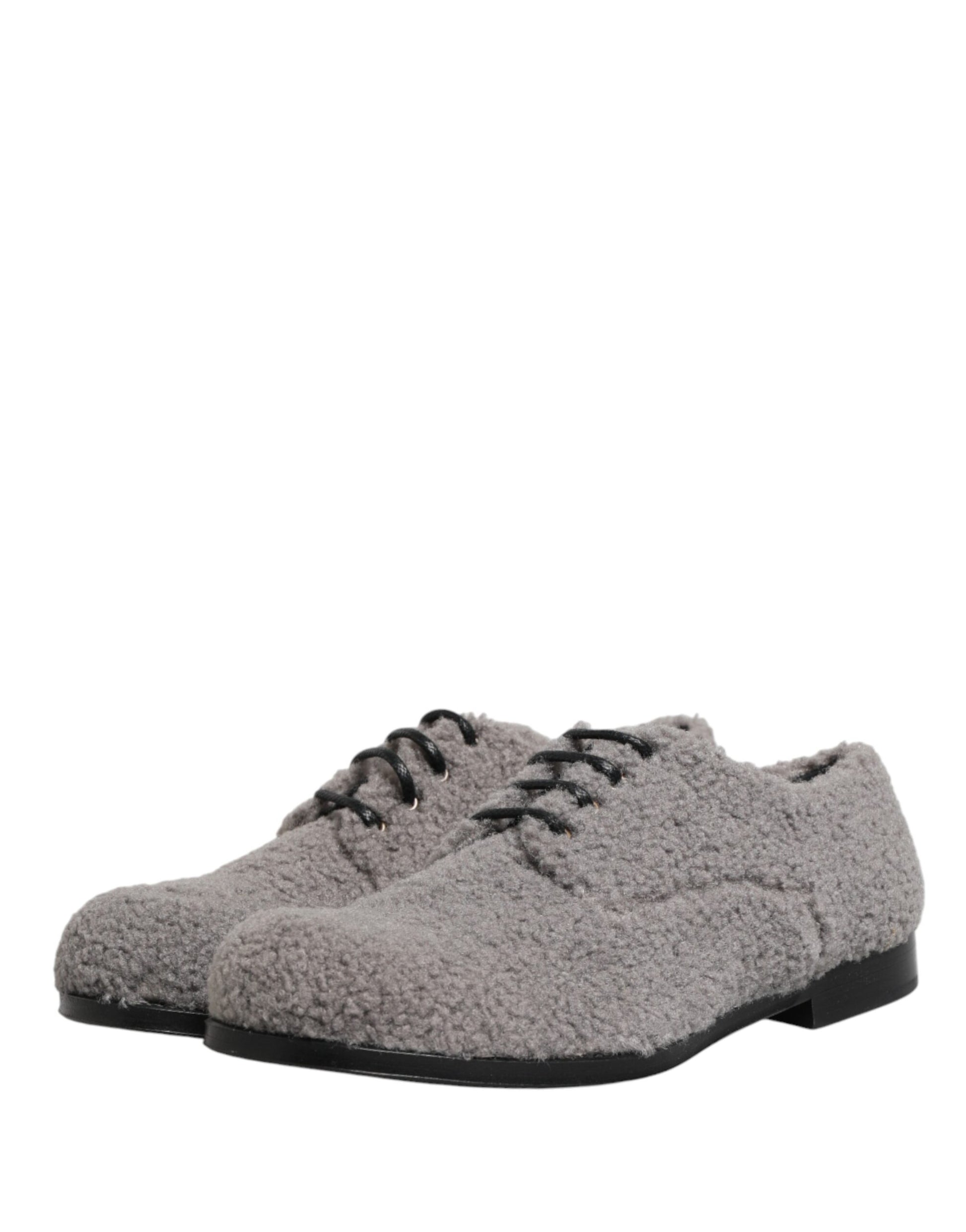 Gray Fleece Lace Up Men Derby Dress Shoes