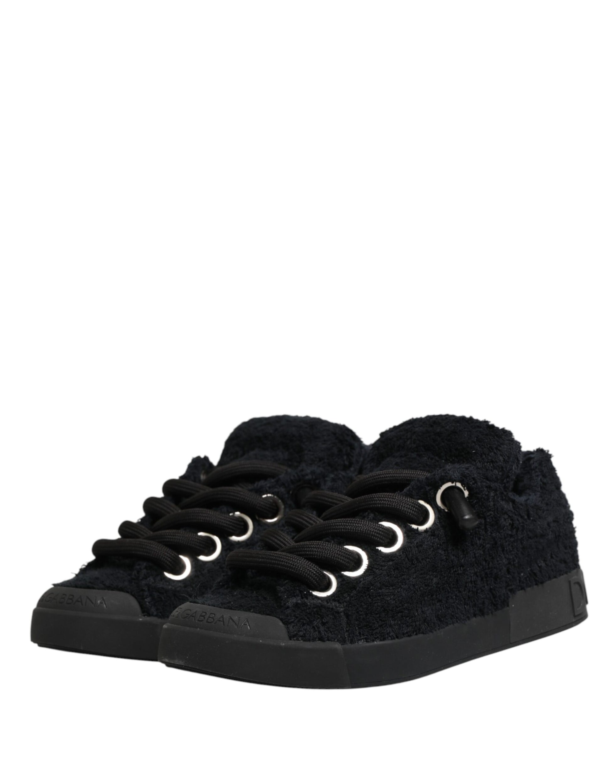 Black Faux Shearling Low Top Sneakers Shoes