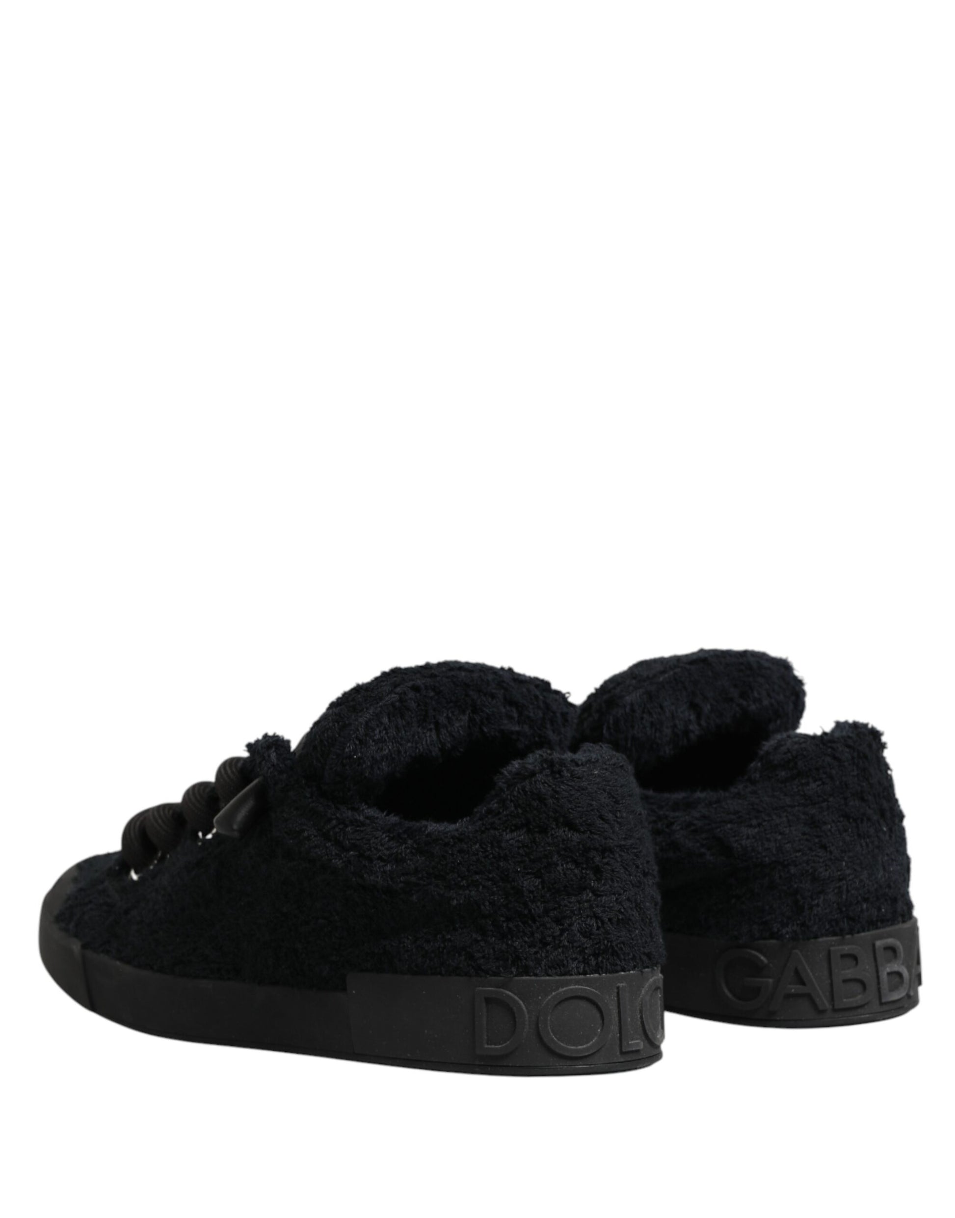 Black Faux Shearling Low Top Sneakers Shoes