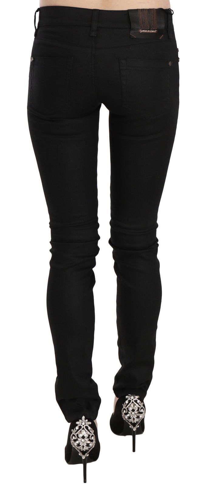 Cotton Black Mid Waist Skinny Denim Jeans