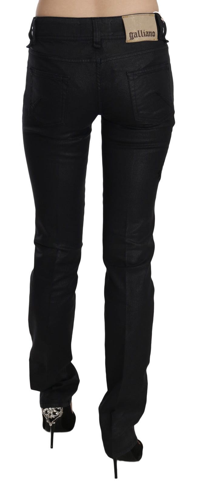 Black Swan Floral Embroidered Mid Waist Skinny Denim Jeans