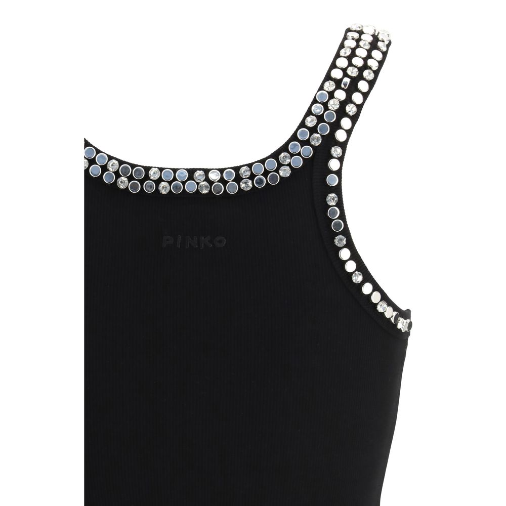 Black Cotton Sleeveles T-Shirt