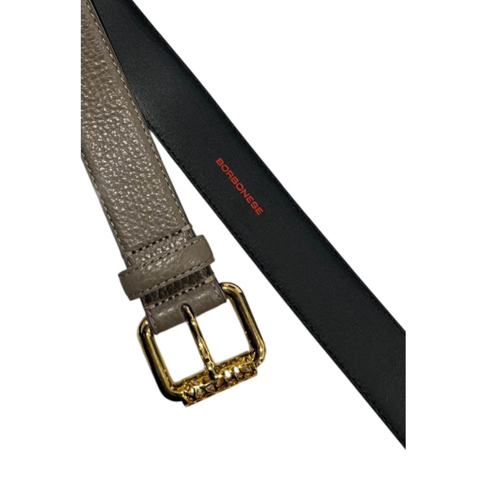 Grey Leather Women Belt