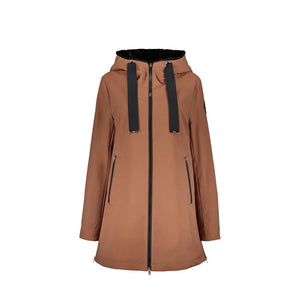 Brown Polyester Full-Length Jacket