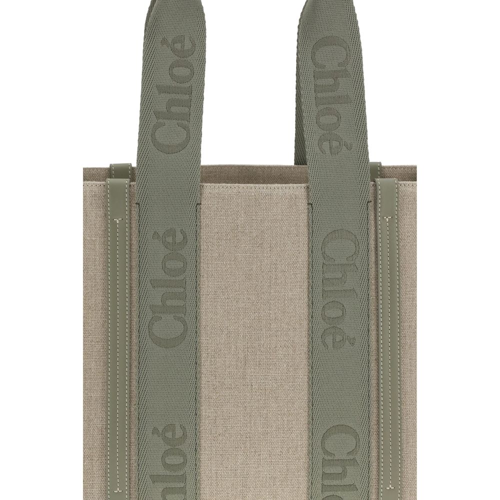 Beige Linen Shoulder Bag