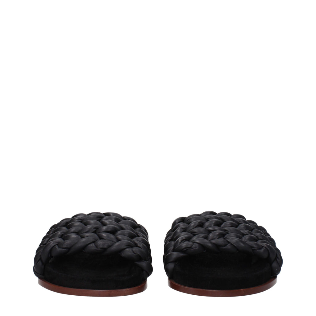 Black Leather Slippers