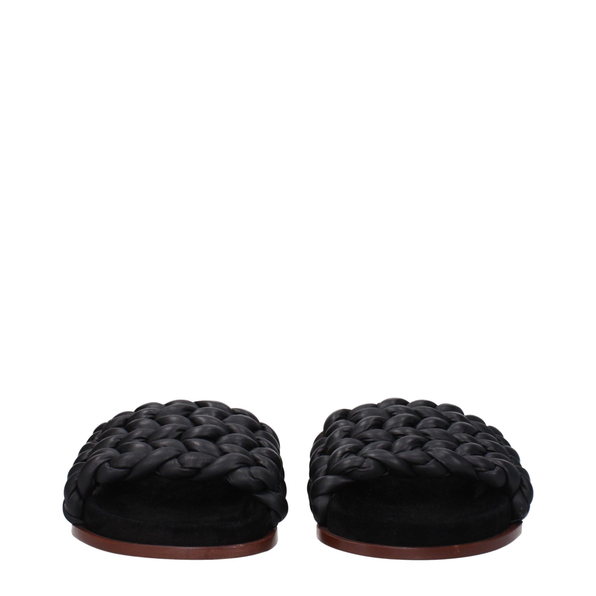 Black Leather Slippers