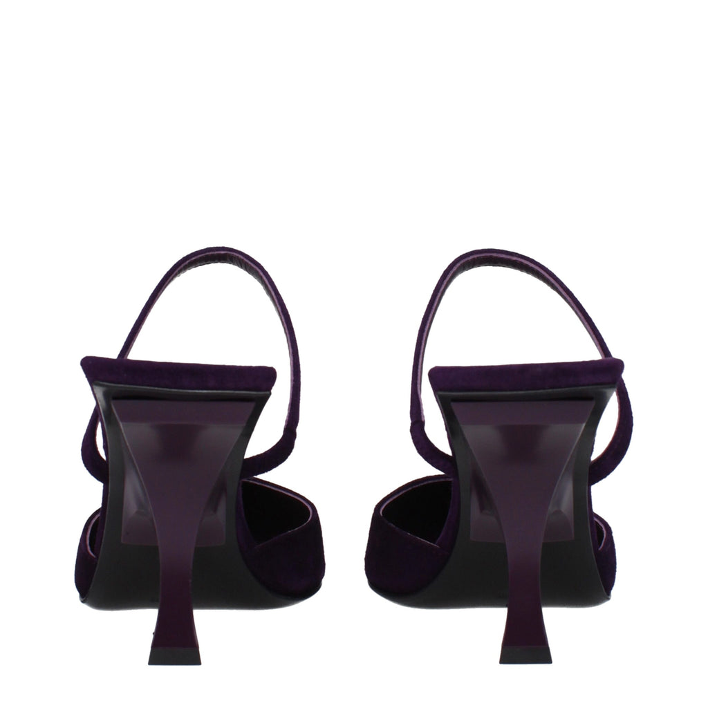 Purple Leather Stiletto Heel Sandals