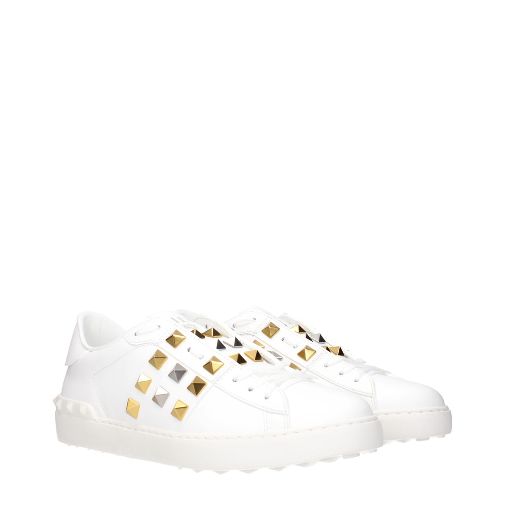 White Leather Low Top Sneakers