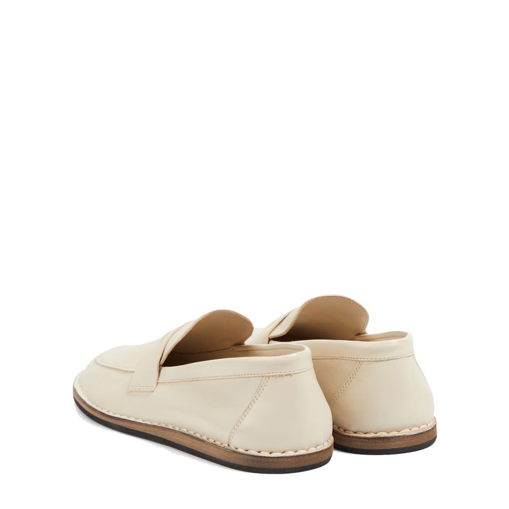 White Calfskin Slip-On Loafers
