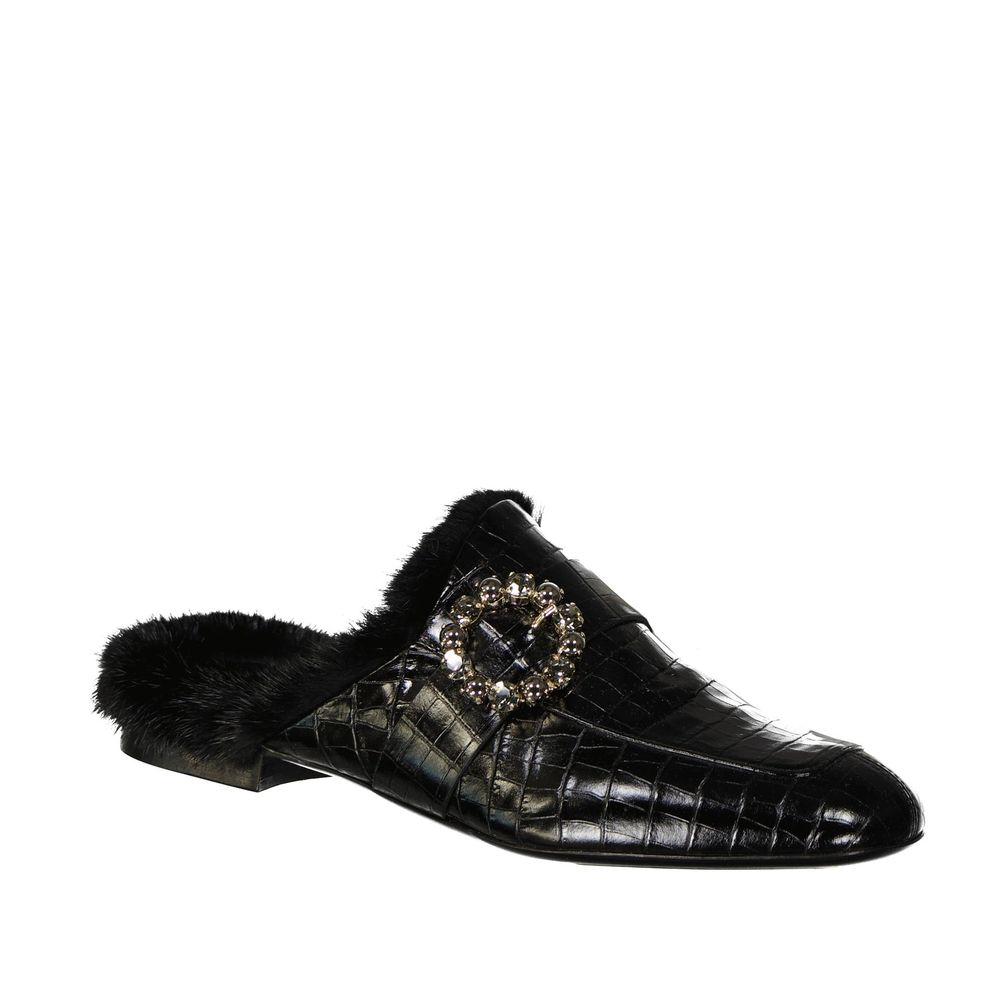 Black Calfskin Mules