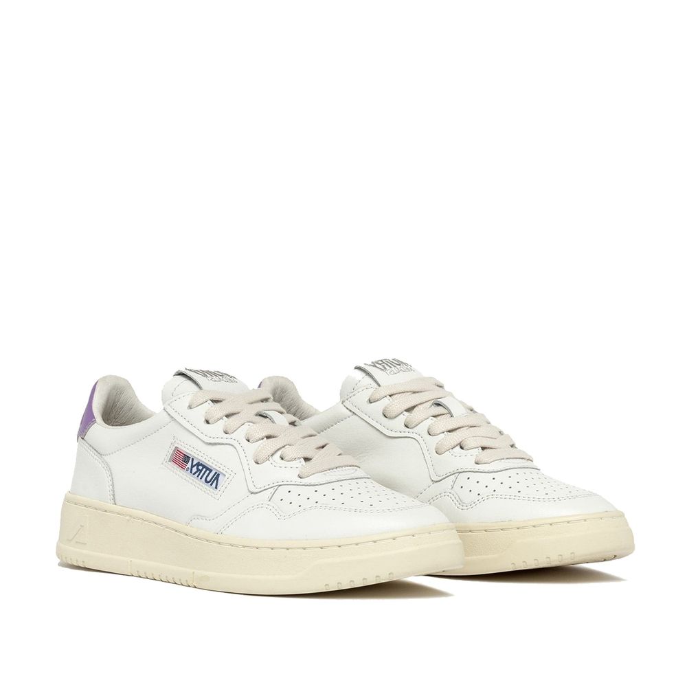 White Leather Low Top Sneakers