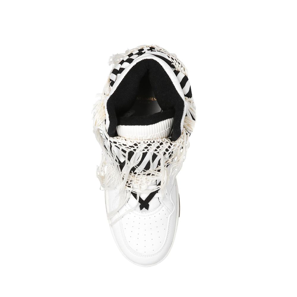 White Calfskin High Top Sneakers