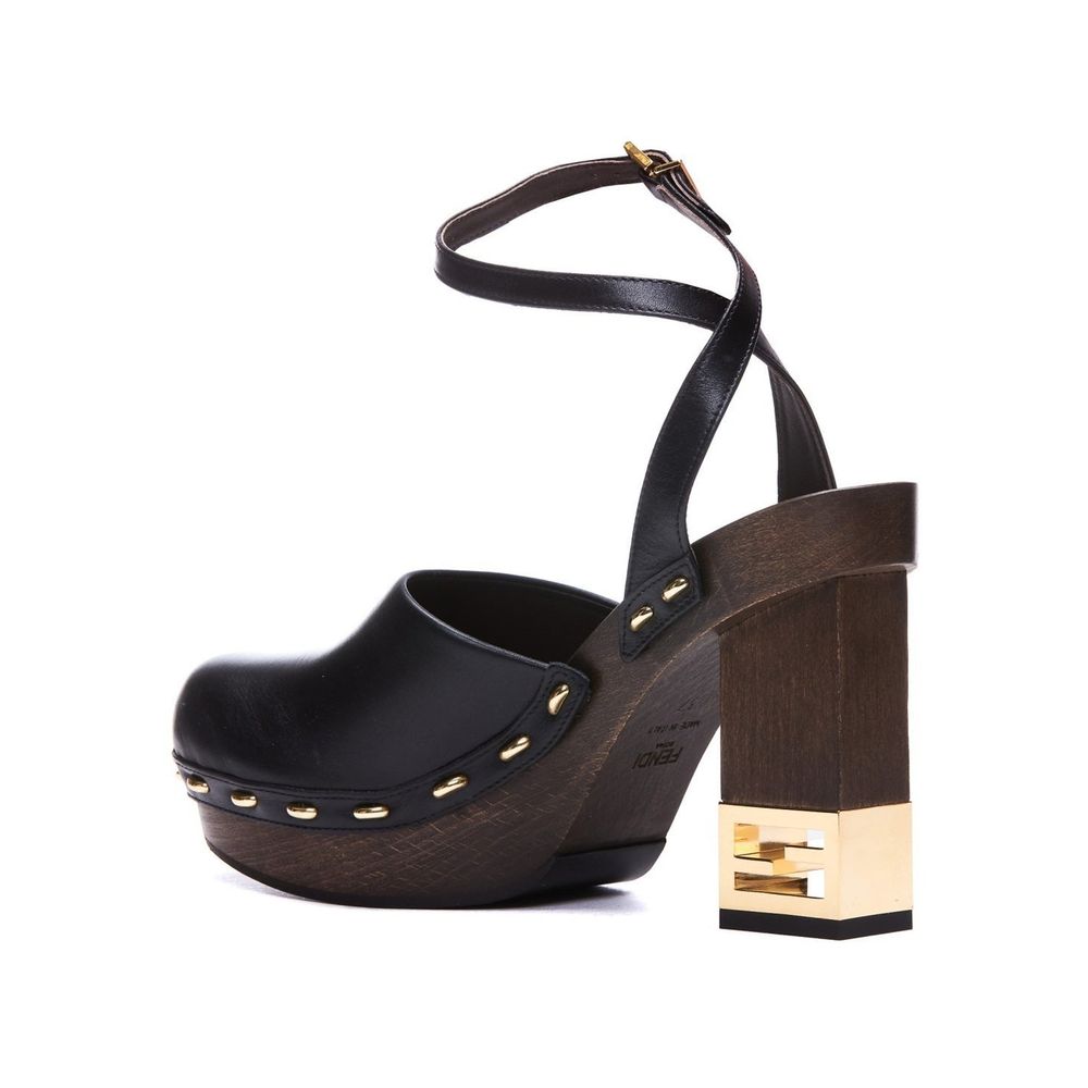 Black Calfskin Clogs