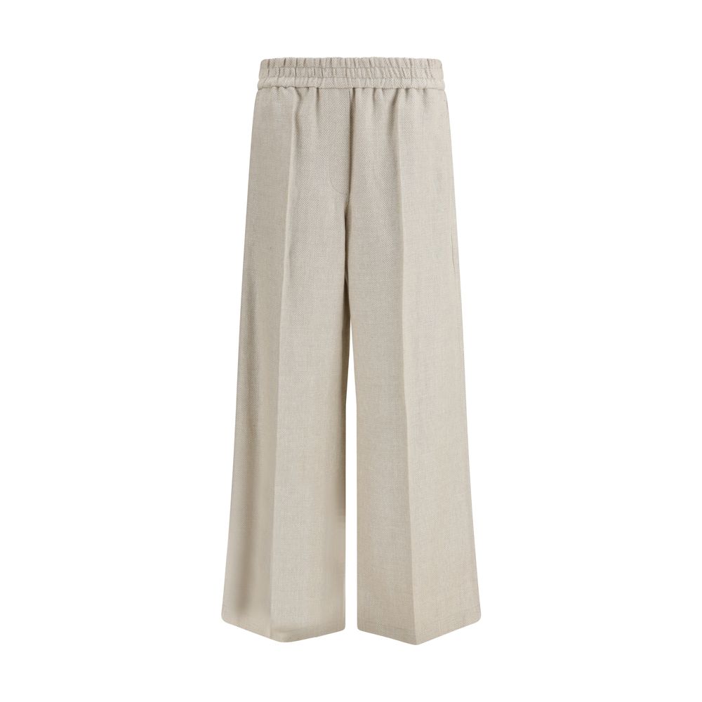 Beige Linen Casual Pants