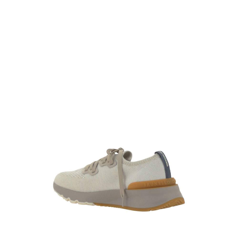 White Cotton Athletic Sneakers