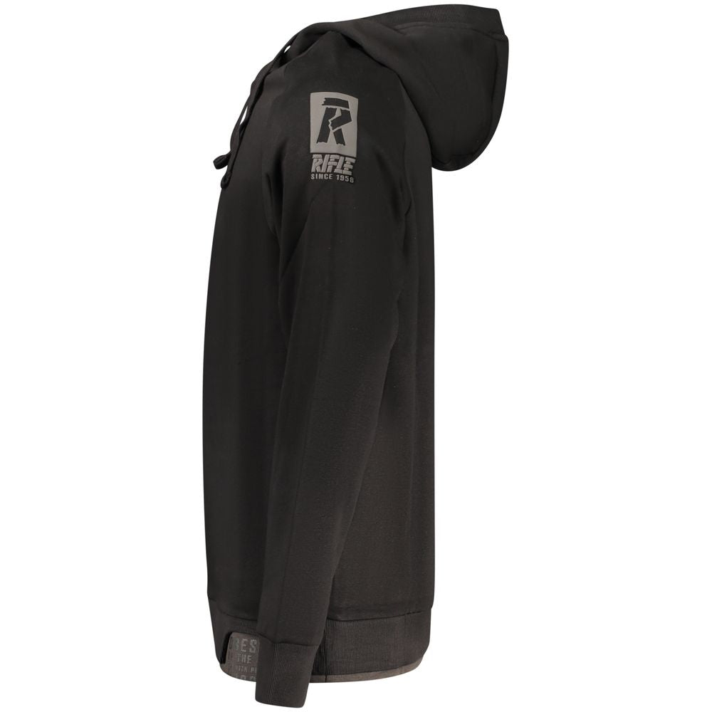 Black Cotton Men Sweatshirt