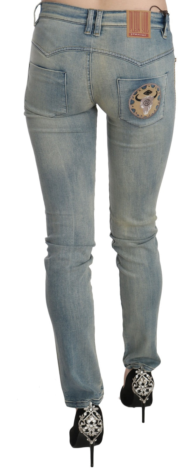 Light Blue Washed Mid Waist Skinny Denim Jeans