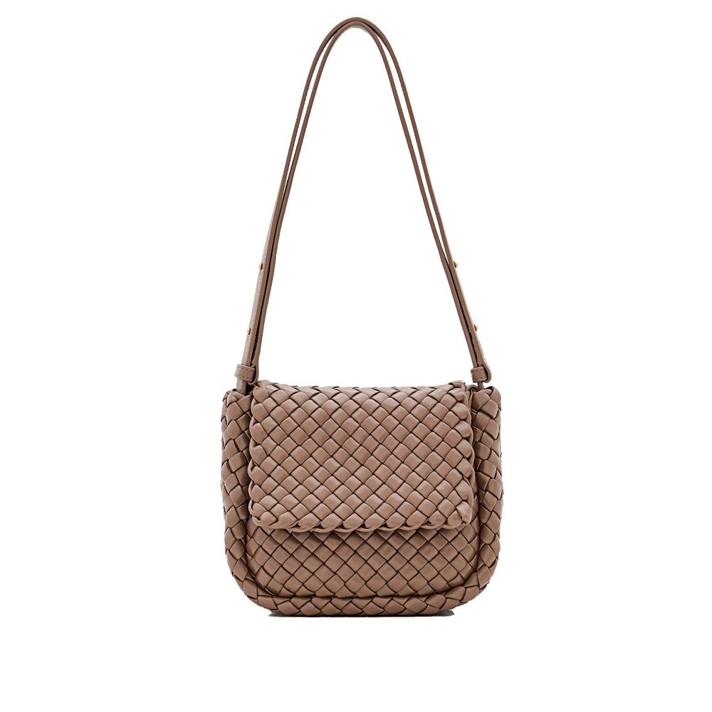 Brown Lamb Leather Shoulder Bag