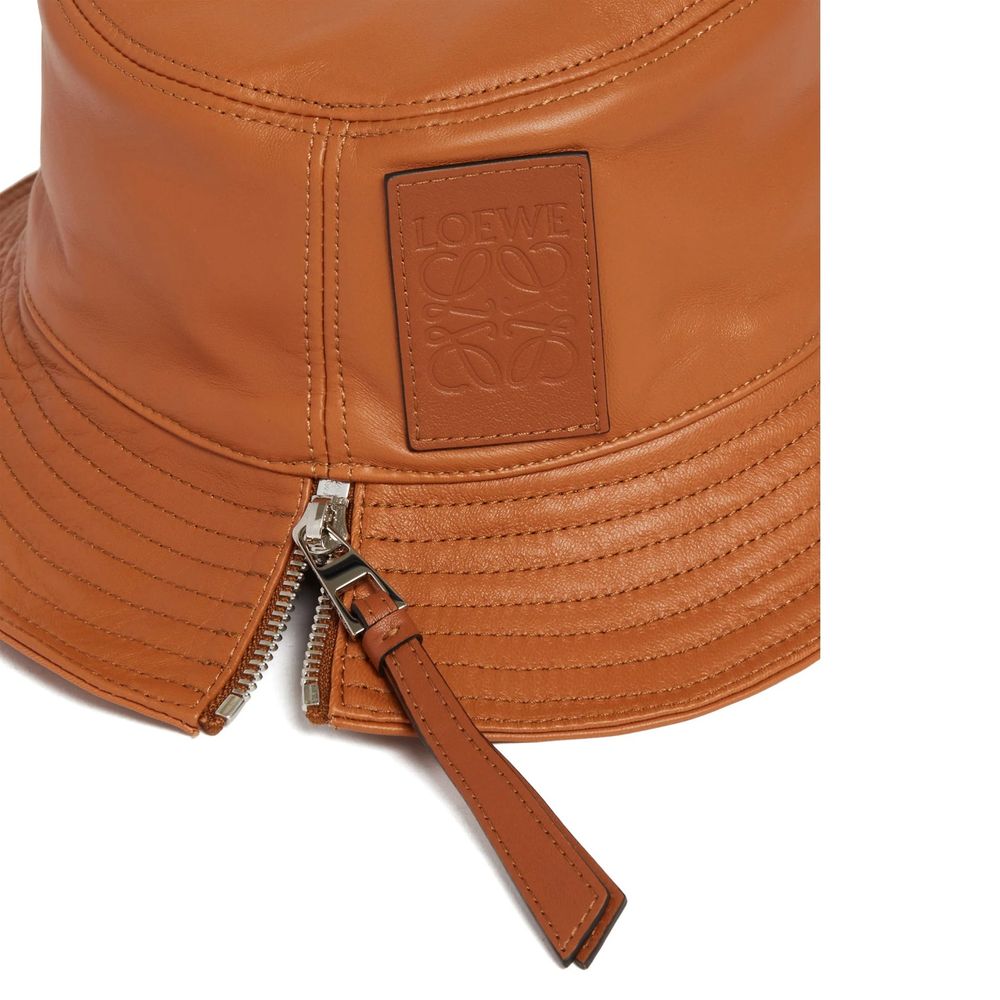 Brown Calfskin Bucket Hat