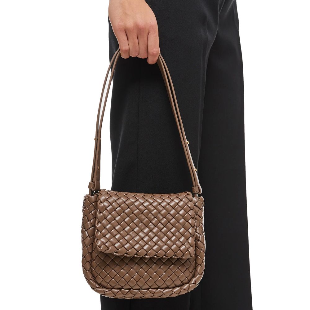 Brown Lamb Leather Shoulder Bag