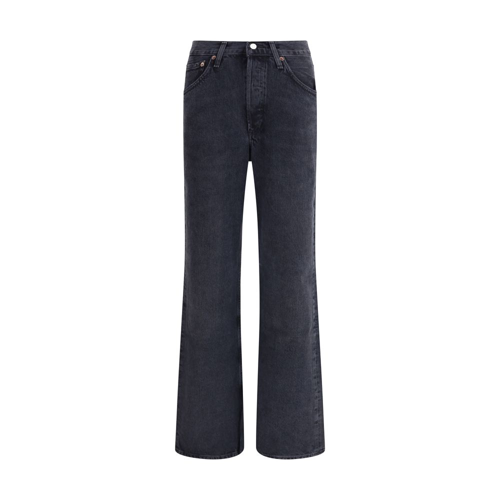 Black Recycled Cotton Straight-Leg Jeans