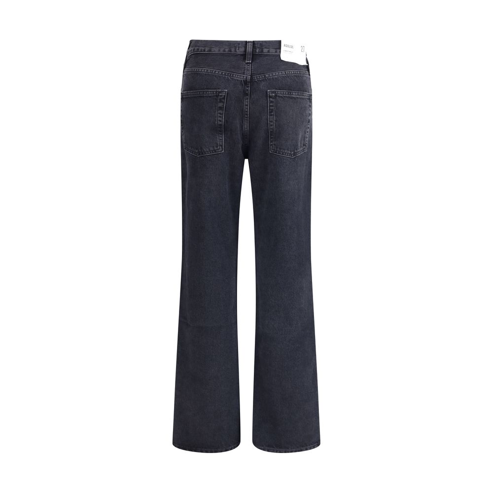 Black Recycled Cotton Straight-Leg Jeans
