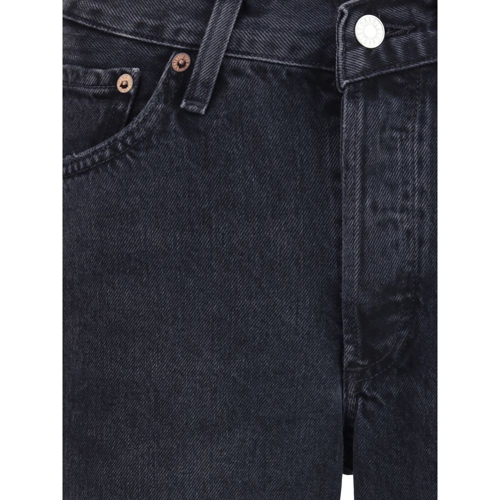Black Recycled Cotton Straight-Leg Jeans