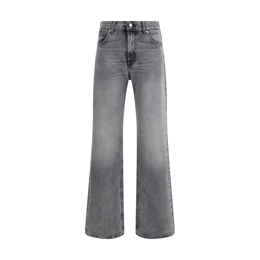 Black Cotton Straight-Leg Jeans