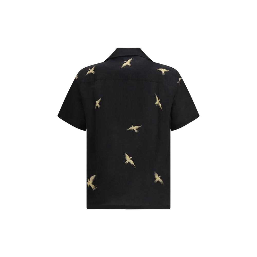 Black Cotton Pattern Shirt