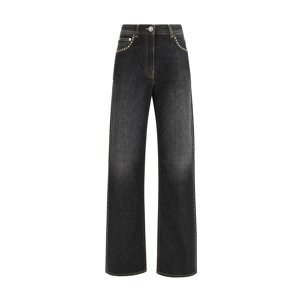 Black Cotton Straight-Leg Jeans